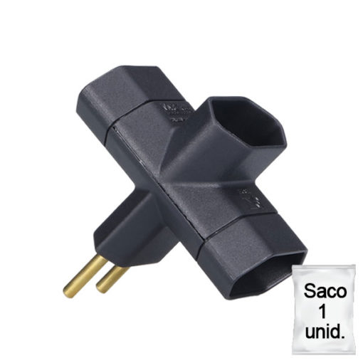 adaptador benjamim 10A saco 1 uni preto